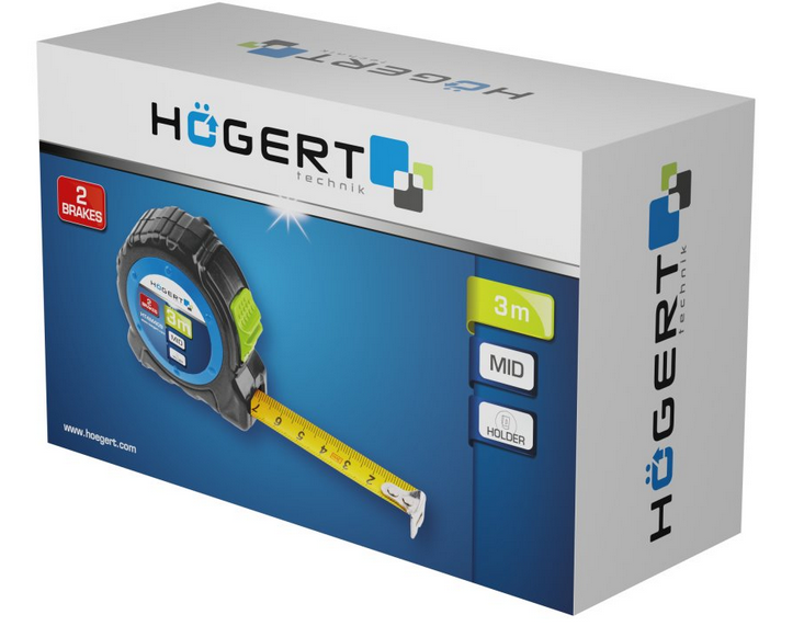 Измерительная рулетка HOEGERT TECHNIK 3m 16mm - фото 3 - id-p226499488