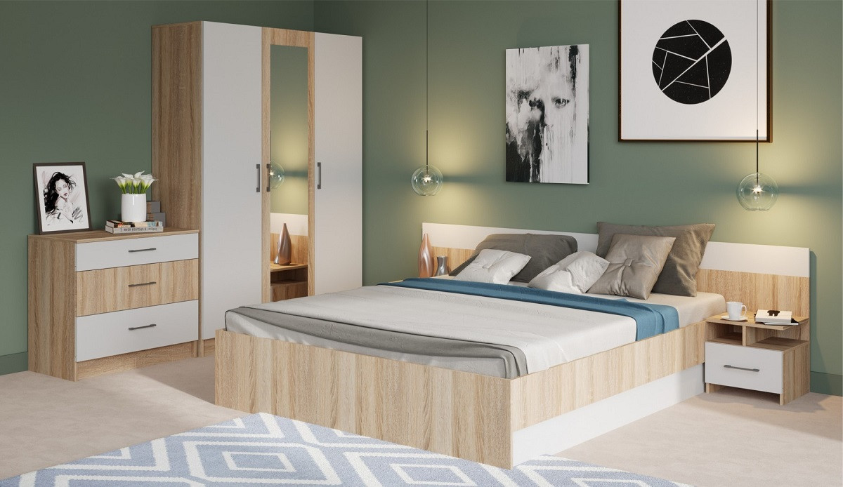 Спальня Алена-1 Дуб сонома - Белый