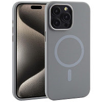 Силиконовый чехол Mutural Karen Series Liquid Silicone Magsafe Phone Case серый для Apple iPhone 15 Pro