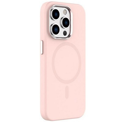 Силиконовый чехол Mutural Karen Series Liquid Silicone Magsafe Phone Case светло-розовый для Apple iPhone 15 - фото 1 - id-p226505765