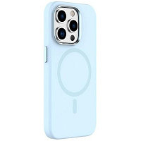 Силиконовый чехол Mutural Karen Series Liquid Silicone Magsafe Phone Case голубой для Apple iPhone 15 Pro