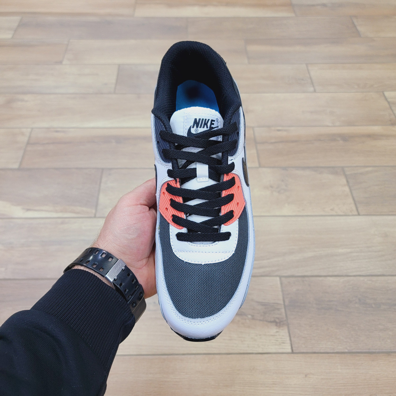 Кроссовки Nike Air Max 90 Leather GS White Turf Orange Speckled - фото 3 - id-p226447895