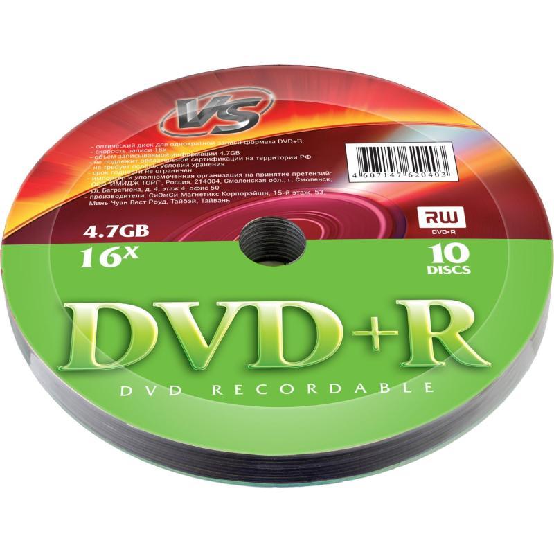 Диски VS DVD+R 4,7 GB 16x Shrink/10 - фото 1 - id-p226509206