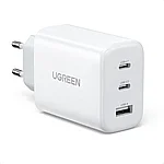 Сетевое зарядное устройство UGREEN CD275-90496, USB + 2 USB-C, QC3.0/4.0, PD 65W Быстрая зарядка, бе