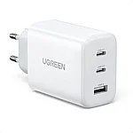 Сетевое зарядное устройство UGREEN CD275-90496,USB+2 USB-C, QC3.0/4.0, PD 65W Быстрая зарядка, белое
