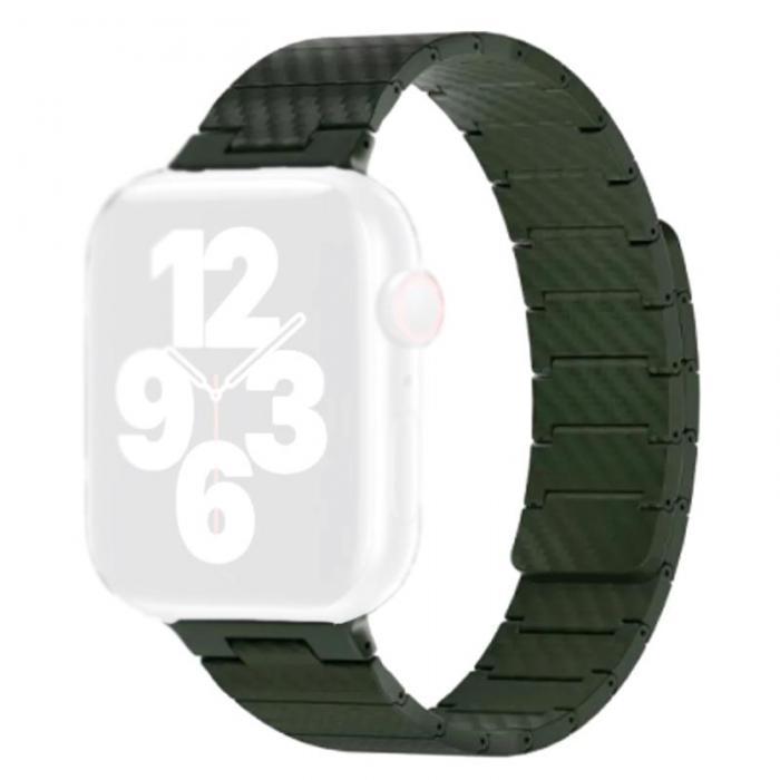 Аксессуар Ремешок Wiwu для APPLE Watch 42/44/45/49mm Wi-WB009 Carbon Fiber Pattern Magnetic Green