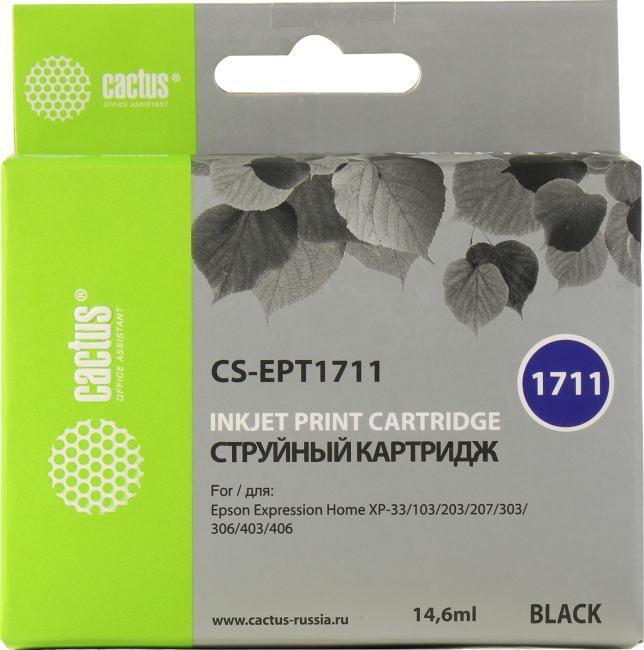 Картридж струйный Cactus CS-EPT1711 черный для Epson XP-33/103/203/207/303/306/403/406 (14.6мл) - фото 1 - id-p226515294