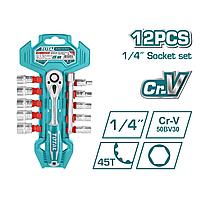Вороток 1/4 " с набором головок TOTAL THT14114126 (12 предметов)