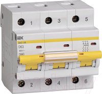 Выключатель автоматический IEK ВА47-100 3Р 63А 10кА D / MVA40-3-063-D