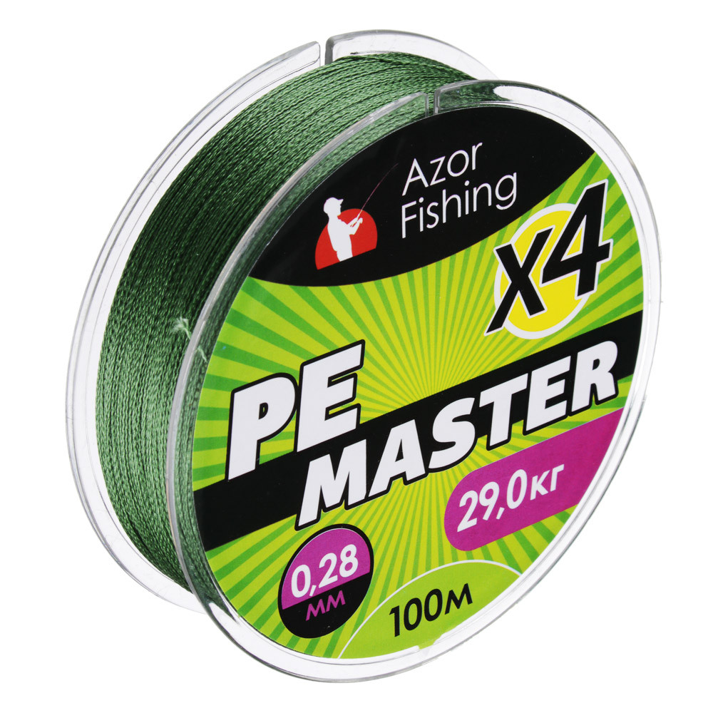 Леска плетеная AZOR FISHING PE Мастер, 0,28мм, 100м, 29кг, зеленая
