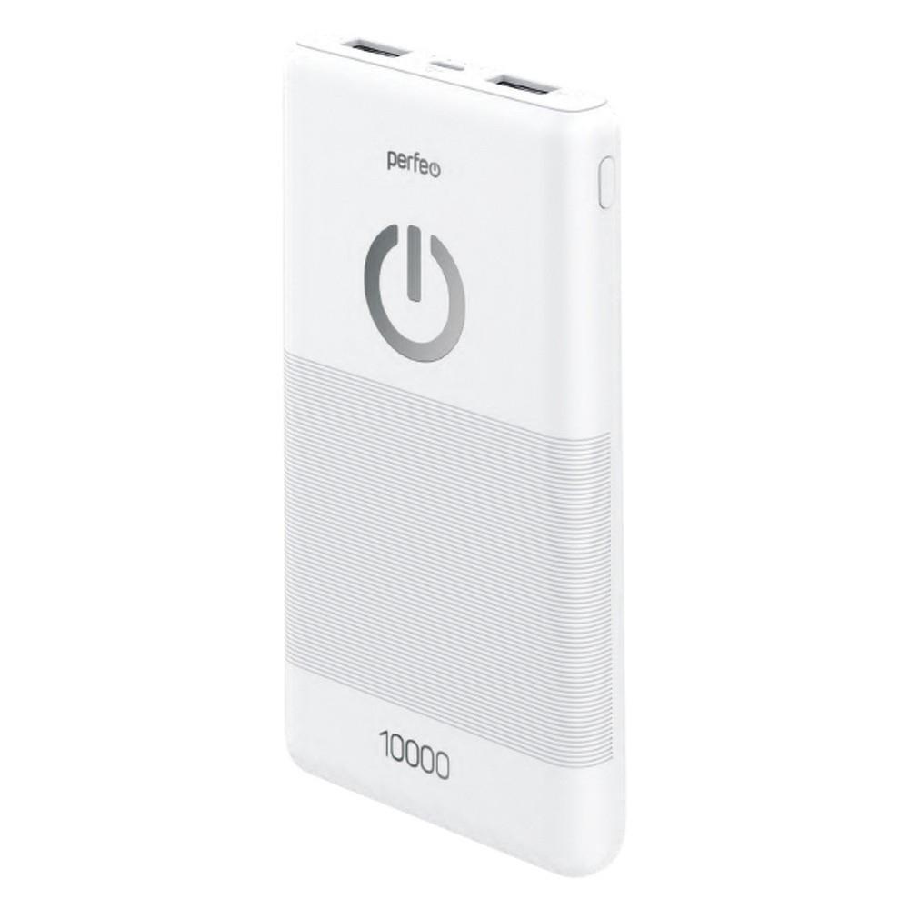 Perfeo Powerbank 10000 mah + Micro usb /In Micro usb /Out USB 1 А, 2.1A/ White (PF_B4297) - фото 1 - id-p226537955