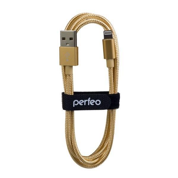 PERFEO Кабель для iPhone, USB - 8 PIN (Lightning), золото, длина 1 м. (I4307) - фото 1 - id-p226538145