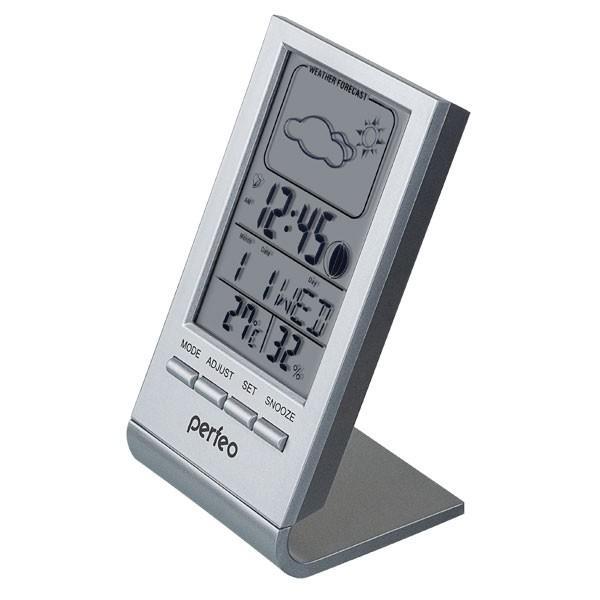 Perfeo Часы-метеостанция "Angle", серебряный, (PF-S2092) время, температура, влажность, дата - фото 1 - id-p226538214