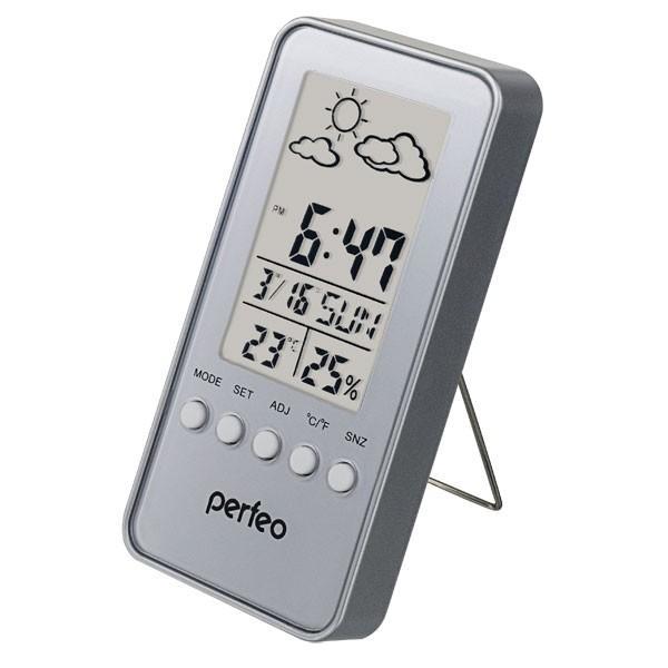 Perfeo Часы-метеостанция "Window", серебряный, (PF-S002A) время, температура, влажность, дата - фото 1 - id-p226538227