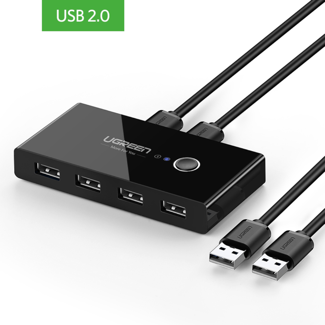 USB - Xaб UGREEN US216-30767, вход 2 USB 2.0, выход 4 USB 2.0, Черный