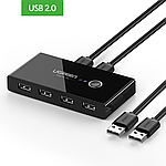 USB - Xaб UGREEN US216-30767, вход 2 USB 2.0, выход 4 USB 2.0, Черный