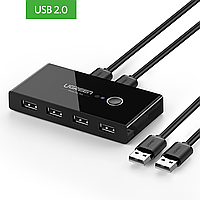 USB - Xaб UGREEN US216-30767, вход 2 USB 2.0, выход 4 USB 2.0, Черный