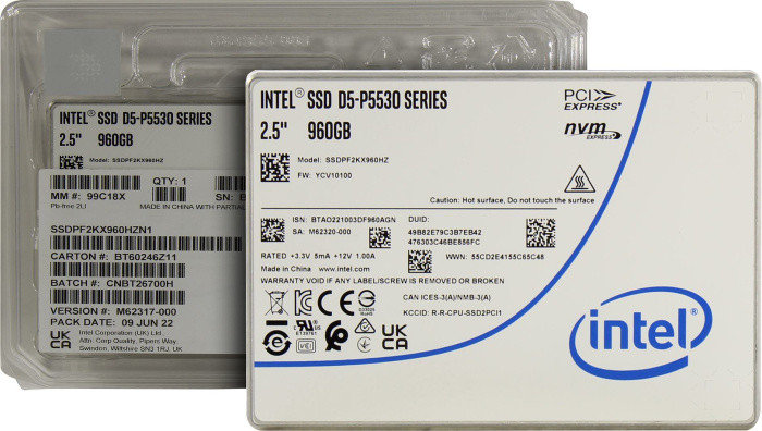Накопитель SSD 960 Gb U.2 Intel D5-P5530 Series SSDPF2KX960HZN1 2.5", фото 2