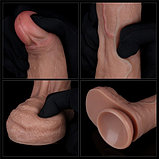 Реалистичный фаллос-мулат с закрытой головкой и рельефным стволом Lovetoy Silicone Cock 22 см, фото 4