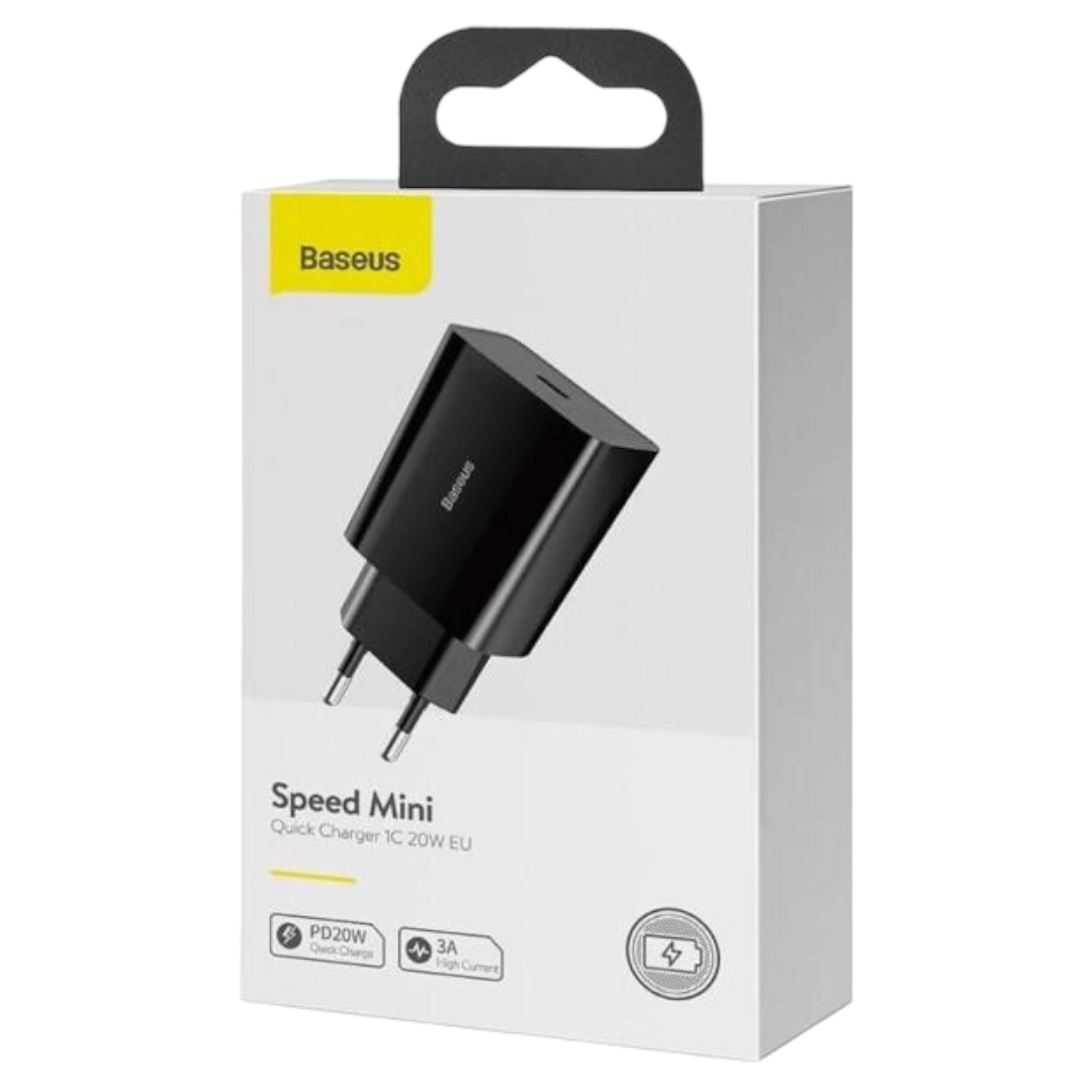 Сетевое зарядное устройство Baseus CCFS-SN01, 1 USB-C, PD 20W Быстрая зарядка, черное