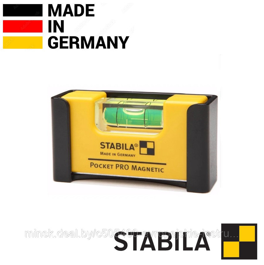 Пластиковый уровень STABILA Pocket PRO Magnetic с чехлом для ремня - фото 1 - id-p226549874