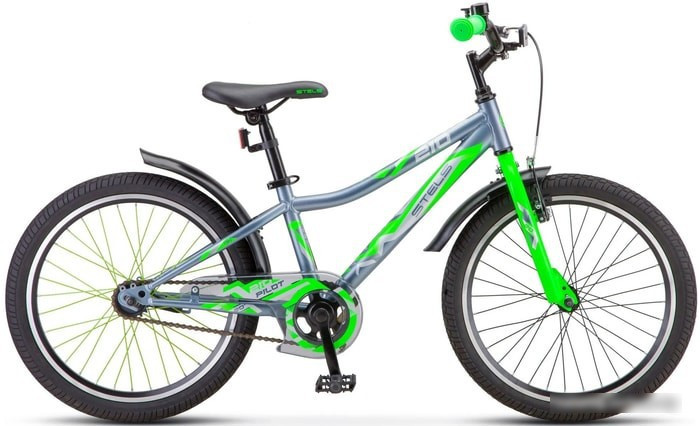 Детский велосипед Stels Pilot 210 20 Z010 2021 (серый/салатовый) - фото 1 - id-p226560211