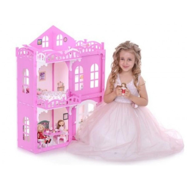 Кукольный домик Полесье Элизабет бело-розовый с мебелью - фото 2 - id-p175701109
