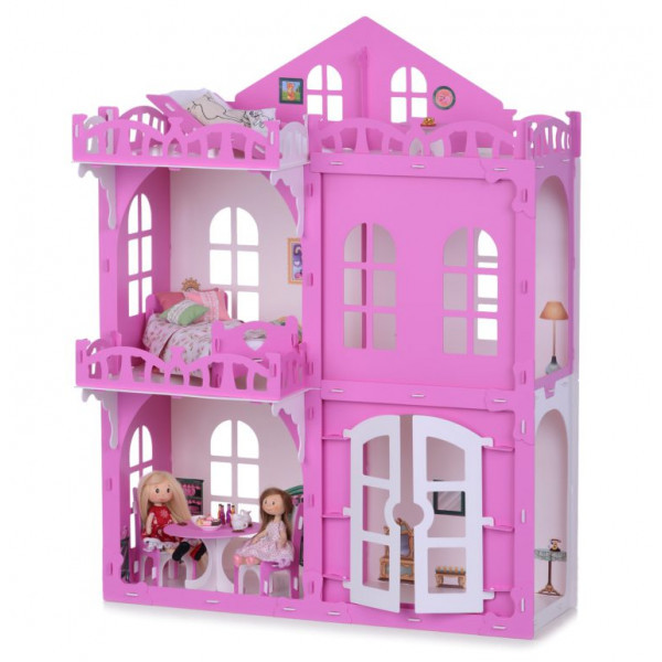 Кукольный домик Полесье Элизабет бело-розовый с мебелью - фото 3 - id-p175701109