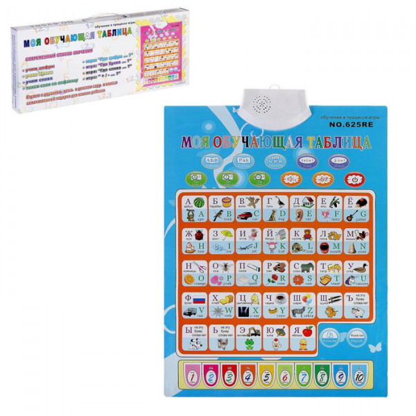 Обучающая игрушка Плакат электронный Моя обучающая таблица 10функций 2 языка цвет голубой - фото 4 - id-p155816512