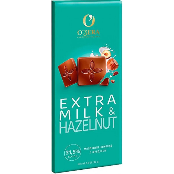 Шоколад молочный O`Zera Milk&Extra Hazelnuts с цельным фундуком 90г - фото 3 - id-p202260268