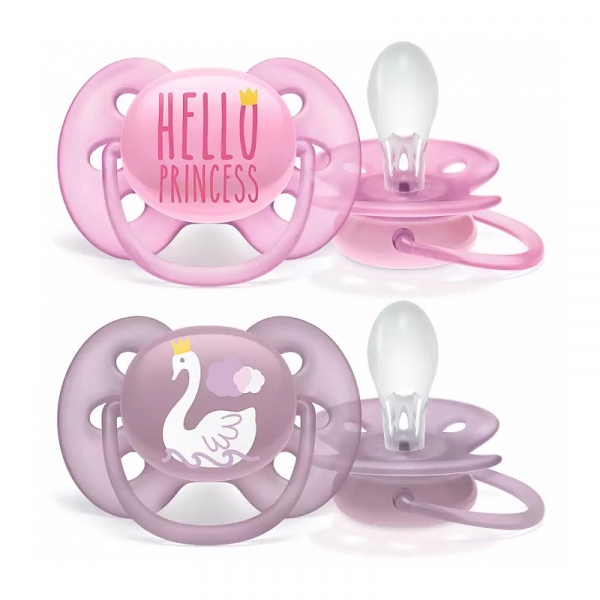 Пустышка Avent Ultra Soft силиконовая Hello Princess/Лебедь 6-18мес (цена за 1шт) - фото 2 - id-p162448046