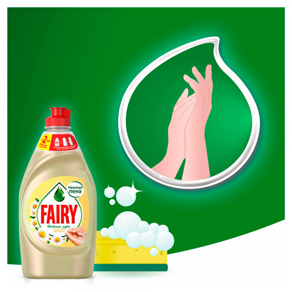 Средство для мытья посуды Fairy нежные руки Ромашка и витамин Е 450мл - фото 4 - id-p224822851