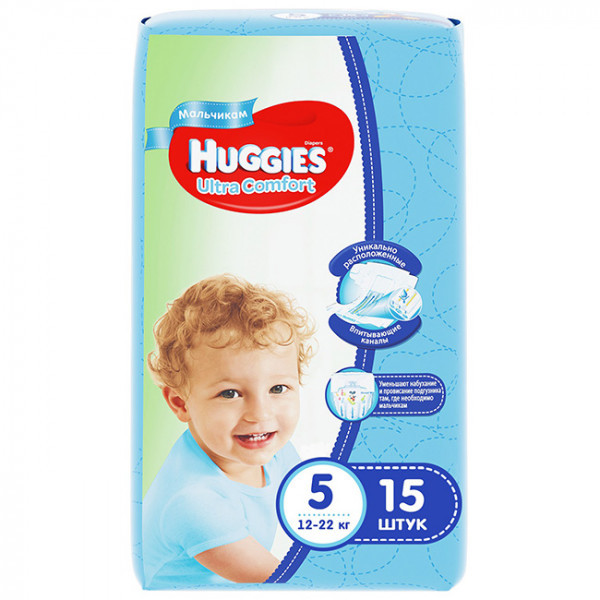 Подгузники Huggies Ultra Comfort для мальчиков 5 (12-22кг) 15шт - фото 5 - id-p181794325