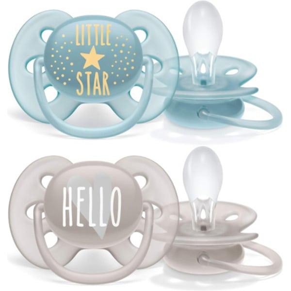 Пустышка Avent Ultra Soft силиконовая Little Star/Hello для мальчика 6-18мес (цена за 1шт) - фото 2 - id-p162855298