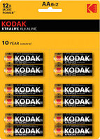 Комплект батареек Kodak Xtralife Alkaline AA LR6 12BL Perforated