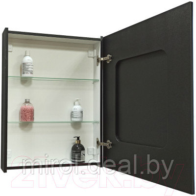 Шкаф с зеркалом для ванной Континент Mirror Box Black Led 60х80 - фото 7 - id-p226570433