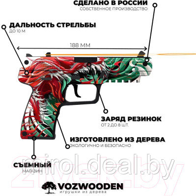 Пистолет игрушечный VozWooden Active Five-seveN. Веном / 2002-0104 - фото 2 - id-p226568680