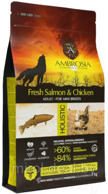Сухой корм для собак Ambrosia Grain Free для мелких пород с лососем и курицей / U/ASC2 - фото 2 - id-p226572239