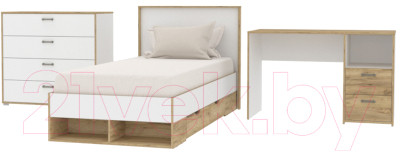 Комплект мебели для спальни Интерлиния Scandi-1 (дуб золотой/белый платинум) - фото 1 - id-p225916395