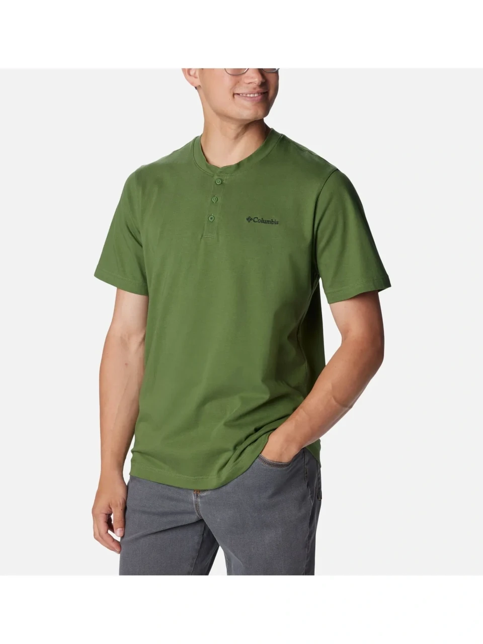 Футболка мужская Columbia Landroamer Short Sleeve Henley II зеленый 2074361-352 - фото 5 - id-p226306356