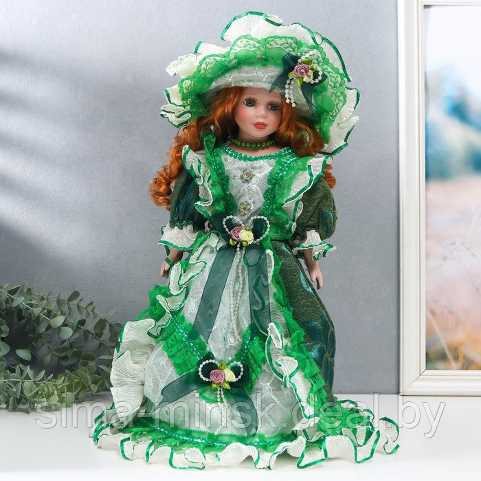 Кукла коллекционная керамика "Фрейлина Абигейл в изумрудном платье" 40 см - фото 1 - id-p226575072