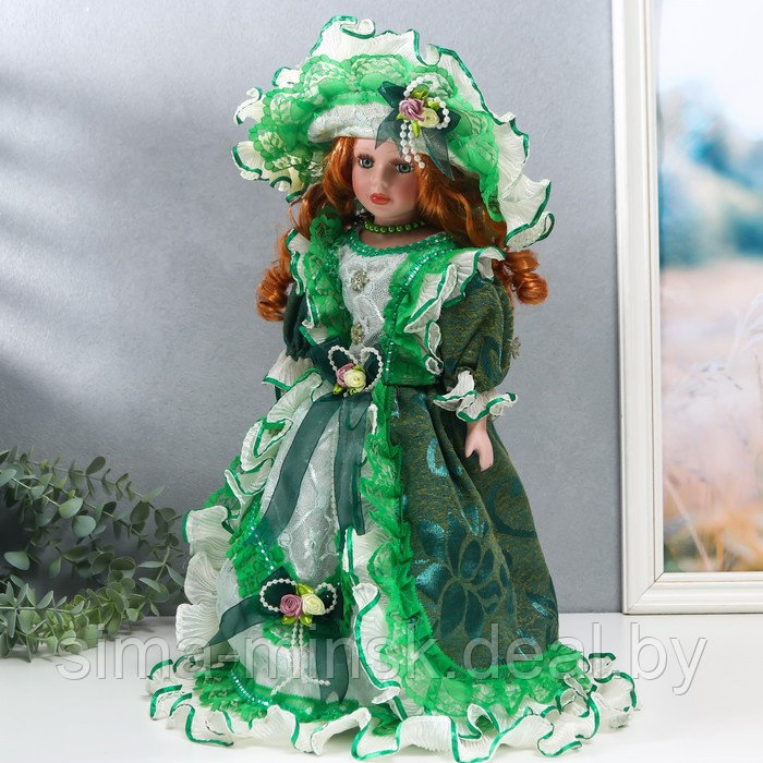 Кукла коллекционная керамика "Фрейлина Абигейл в изумрудном платье" 40 см - фото 3 - id-p226575072