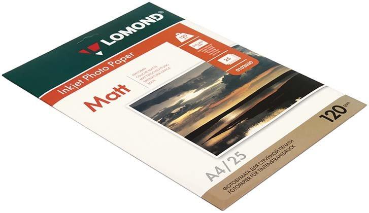 Бумага для струйной фотопечати матовая односторонняя Lomond А4 (210*297 мм), 120 г/м2, 25 л.