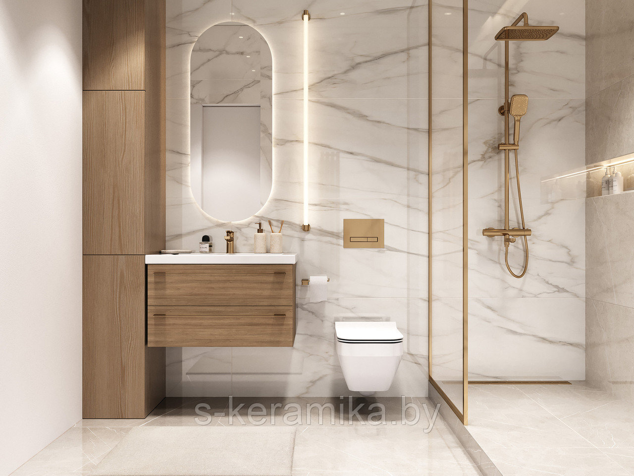 КЕРАМОГРАНИТ CERSANIT LIGHT MARQUINA ПОЛИРОВАННЫЙ БЕЖЕВЫЙ РЕКТИФИКАТ 60X120 A17130