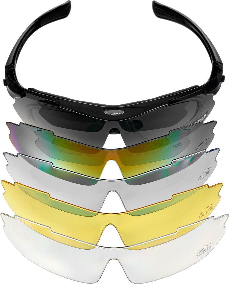 Очки спортивные солнцезащитные с 5 сменными линзами в чехле, черные - фото 7 - id-p211798439