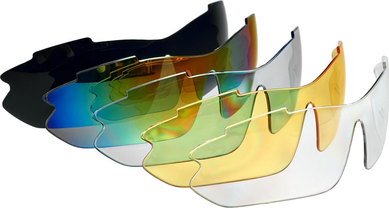 Очки спортивные солнцезащитные с 5 сменными линзами в чехле, черные - фото 8 - id-p211798439