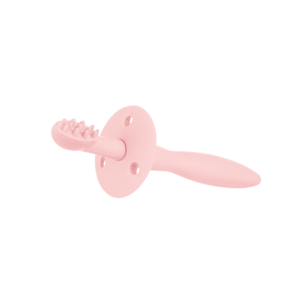 Силиконовая зубная щетка Canpol с ограничетелем розовая - фото 2 - id-p203319032