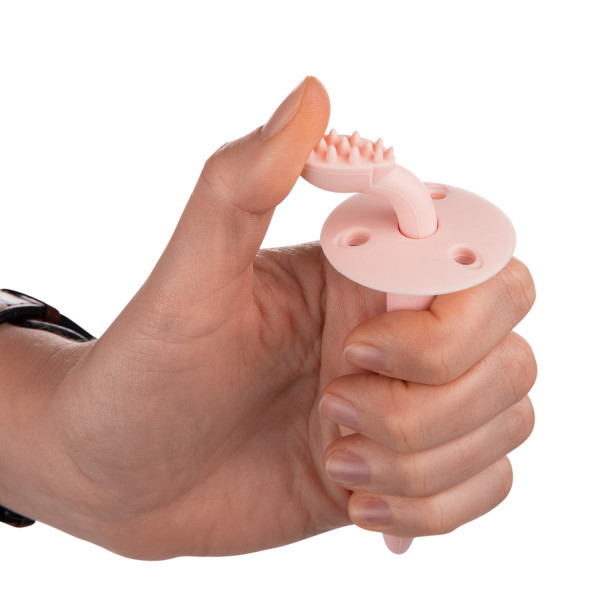 Силиконовая зубная щетка Canpol с ограничетелем розовая - фото 3 - id-p203319032