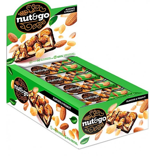 Батончик ореховый Nut&Go Almond&peanut с арахисовой пастой 34г - фото 2 - id-p203882638