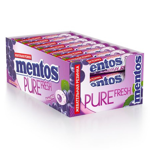 Жевательная резинка Mentos Pure Fresh со вкусом винограда 15,5г - фото 2 - id-p204480665